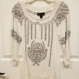 INC boho embroidered peasant top